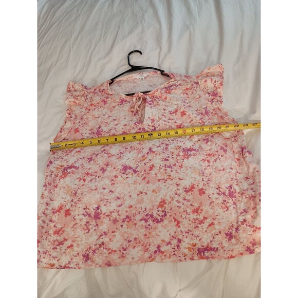 Time And Tru Top Size XXL (20) Pink Multicolor Floral Short Sleeve - Picture 4 of 8